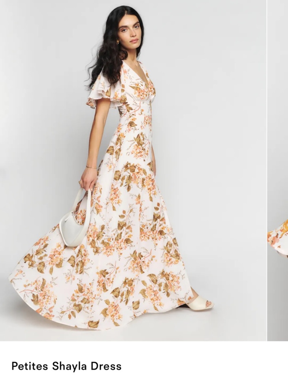 Reformation Petites Shayla Maxi Dress - White & Tan Floral